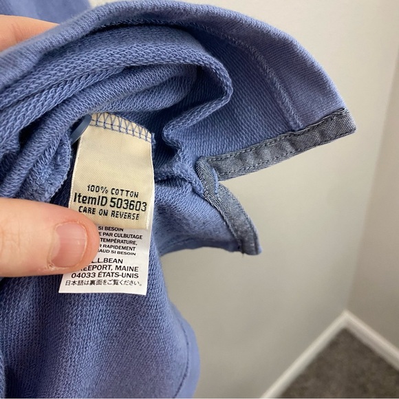 LL Bean Blue 1/4 Button Up Pullover Hoodie Sweatshirt Women’s Small - Picture 4 of 7